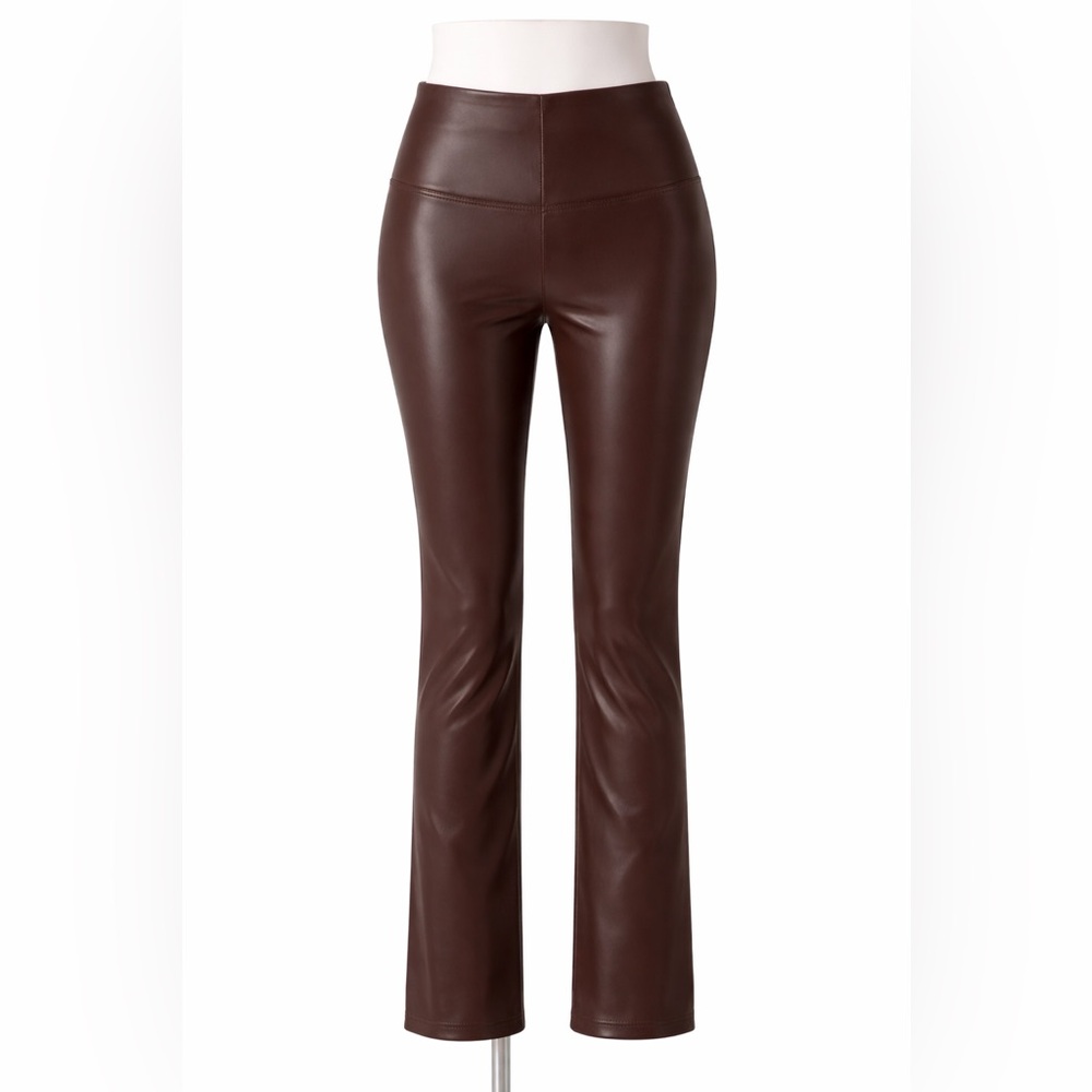 AKIRA Burgundy Faux Leather Straight-Leg Leggings